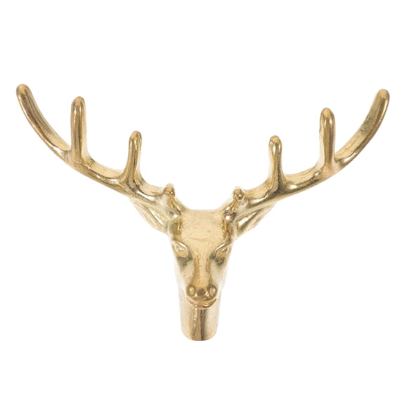 Hytrove Vintage Brass Deer Head Handle Antiqued Door Knob For Cabinet Retro Furniture Knob Pull