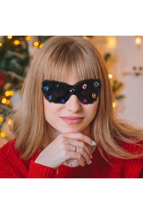 Vintage Sunglasses for Women Bling Sunglasses Black 1Set Fashion Accessory for Birthday Celebration