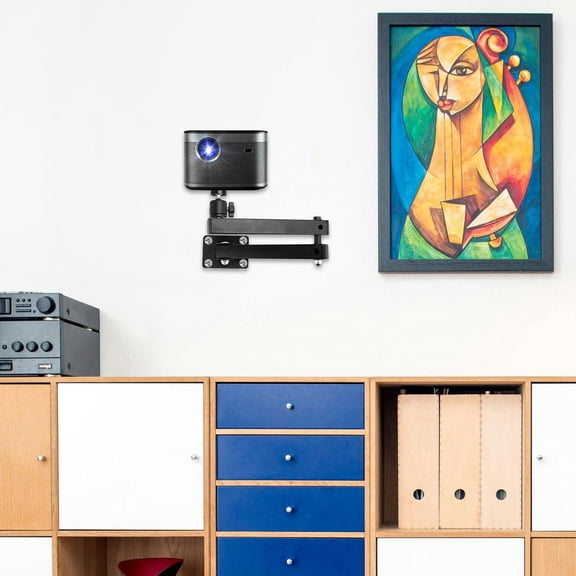 Hytrove Wall Mounted Router Rack Projector Mount Shelf Adjustable Foldable Black Stainless Steel 15.7X3.5X3.4in 1 Set