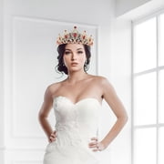 Hytrove Red Crystal Wedding Crown for Bride Elegant Bridal Hair Accessories