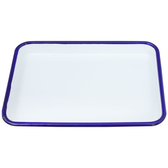 Hytrove White Enamel Coffee Table and Appetizer Serving Tray with Versatile Rectangle Shape