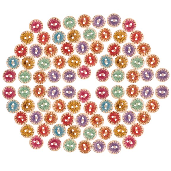 Hytrove wood buttons 15 mm Printed Daisy Sewing Craft Supplies 1 Pack