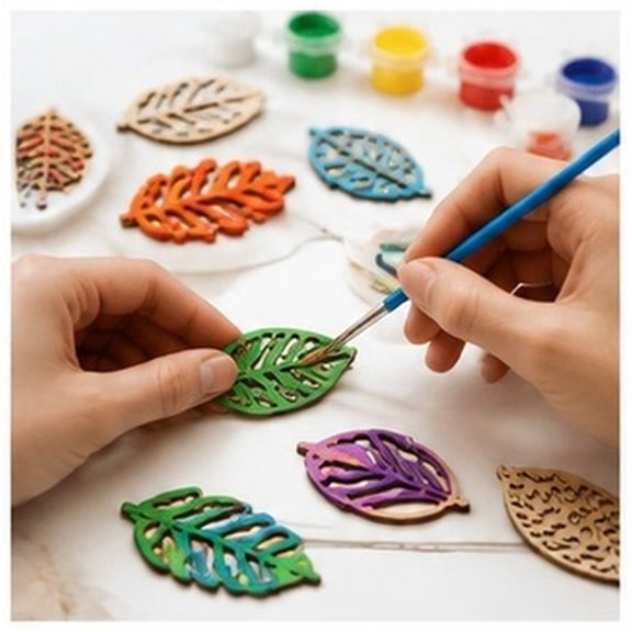 Hytrove Wood Leaf Cutouts for Crafts, 50 Count Unfinished Shapes with Smooth Edges