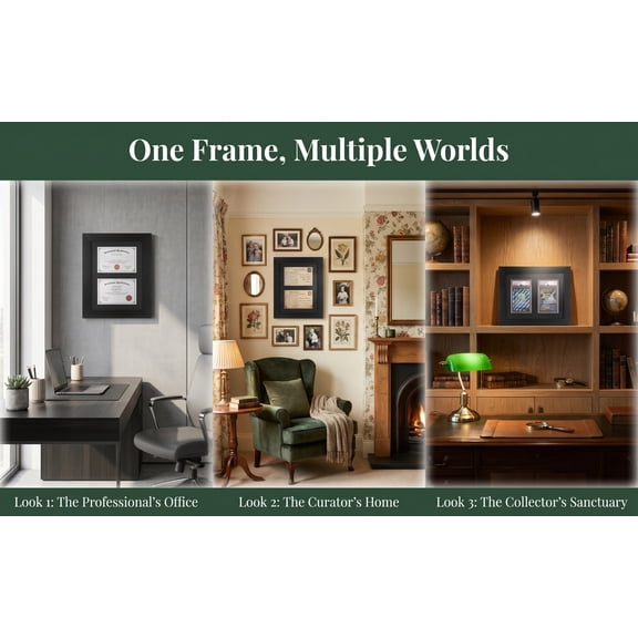 Hytrove Wall Mounted Trading Card Display Frame with Wood and Acrylic Black