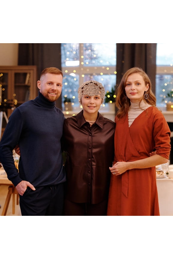 Knit Beanie Hat For Women Khaki Cotton 1Set