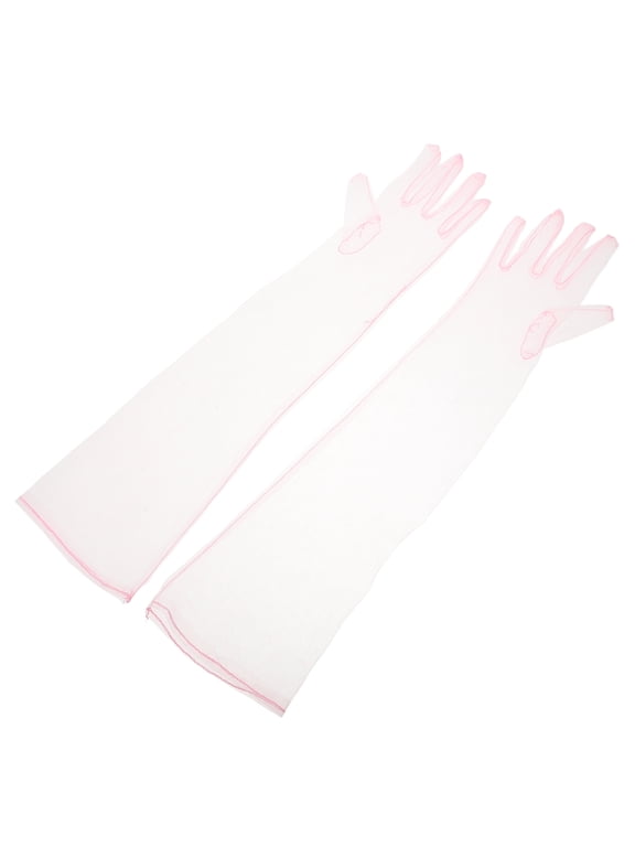 Elegant Pink Mesh Gloves Sheer Bridal Accessories for Parties and Balls