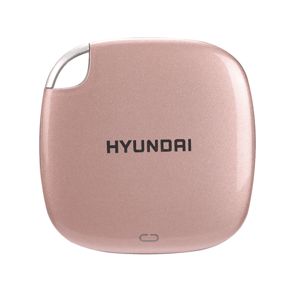 Hyundai 2TB Ultra Portable Data Storage Fast External SSD, PC/MAC/Mobile- USB-C/USB-A, Dual Cable Included, Rose Gold – HTES2048RG