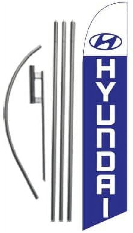 Hyundai Advertising Feather Banner Swooper Flag Sign with Flag Pole Kit and Ground Stake