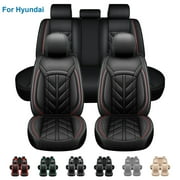 For Hyundai Elantra Car Seat Covers 5 Seats, Wear-resistant Pu Leather Auto Cushion Protector, Front Rear Seat Full Set for Tucson Sonata Genesis XG350 Black