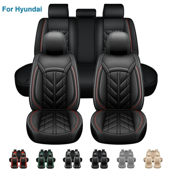 For Hyundai Elantra Car Seat Covers 5 Seats, Wear-resistant Pu Leather Auto Cushion Protector, Front Rear Seat Full Set for Tucson Sonata Genesis XG350 Black