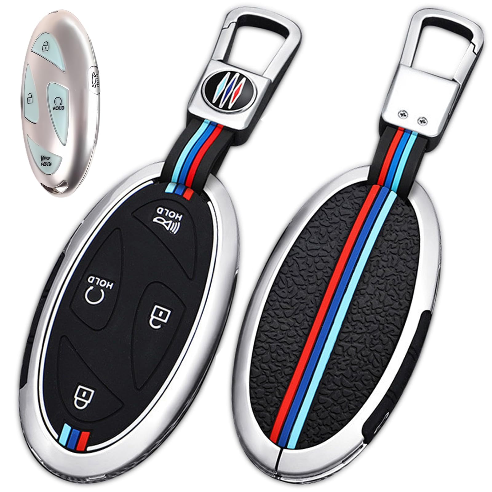 ontto Smart autosleutelhoes geschikt voor Hyundai Grandeur Ioniq 6 GN7 Kona Ev 2023 2024, Keyless Go, lederen beschermhoes, sleutelhoes, afstandsbediening, cover, sleutelhanger, 5 toetsen
