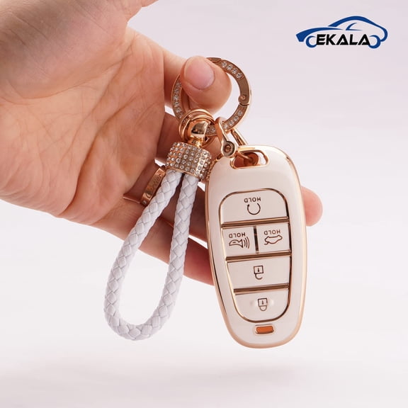 for Hyundai Key Fob Cover 5 Buttons Soft TPU Car Key Case Protector with Keychain Full Covers Compatible with 2020 2021 2022 Hyundai Sonata Santa Fe Tucson Keyless Entry Smart Key