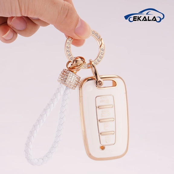 for Hyundai Key Fob Cover with Keychain Lanyard, Soft TPU Keys Shells Full Covers Protector Fit for Hyundai Genesis Elantra Sonata Tucson Santa Fe Kia 4 Buttons Keyless Entry Smart Key