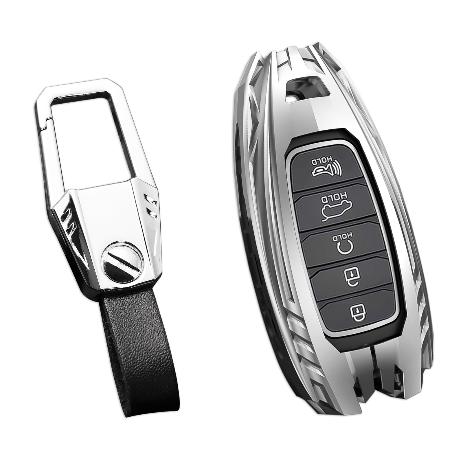 For Hyundai Key Fob Cover,Keychain,Zinc Alloy Protection Car Key Shell Case Compatible with Hyundai Holder Smart Remote Keyless Entry Keyshell Accessories