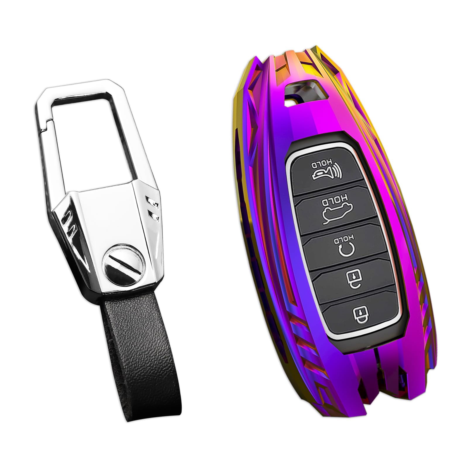 For Hyundai Key Fob Cover,Keychain,Zinc Alloy Protection Car Key Shell Case Compatible with Hyundai Holder Smart Remote Keyless Entry Keyshell Accessories