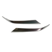 For Hyundai Santa Fe 2019 2020 Bumper Cover Molding Driver And Passenger Side | Pair | Front | Made Of ABS Plastic | Satin Chrome Finish | Extension To Molding Above Grille | HY1046114, HY1047114