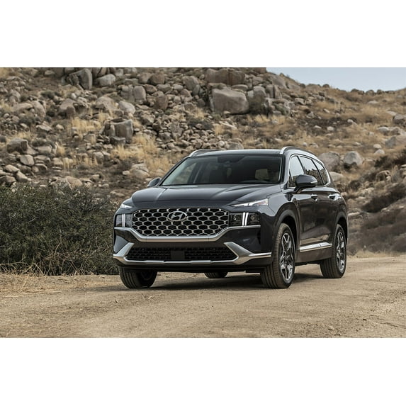 Hyundai Santa Fe Hybrid SUV Car Rocky Hill Wall Indoor - 20x30 Inch Glossy Laminated Poster - Stunning Detail and Bold Colors