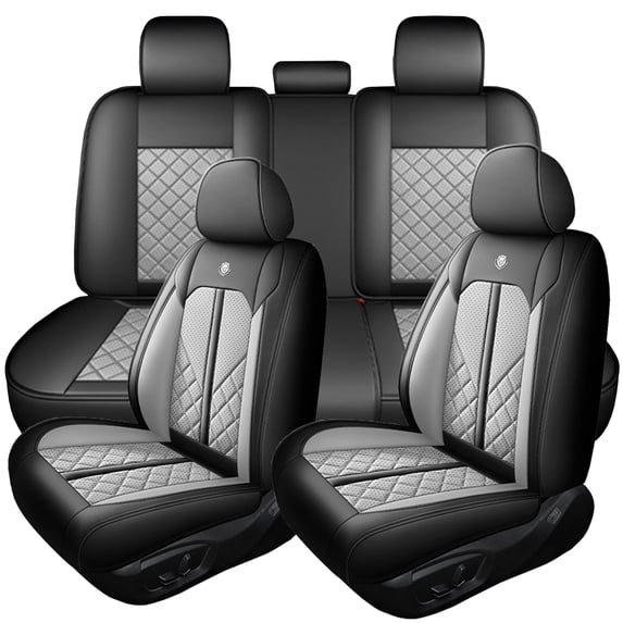 for Hyundai Santa fe 2015 Car Seat Cover, Premium Leather 5 Seats Full Set Anti-Slip Backing Beautify Car Interior, Black and Gray Car Seat Covers, Suitable for 5-seater cars only