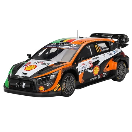 Hyundai i20 N Rally1 Hybrid #11 "Hyundai Shell Mobis WRT" Winner "Rally Croatia Power Stage" (2023) 1/18 Model Car by Top Speed