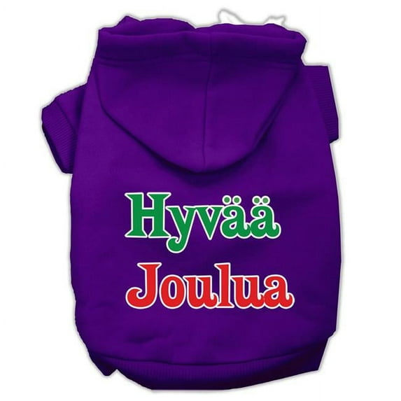 Hyvaa Joulua Screen Print Pet Hoodie, Purple - Medium