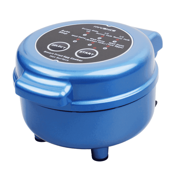 Hyvance Smart Fried Egg Cooker, Automatic Fried Egg Maker for 6 Features like Sunny Side Up, Over Easy, Fully Cooked & More. Auto Power Off, Alarm, Round Shape, Non Stick Coating(Blue)