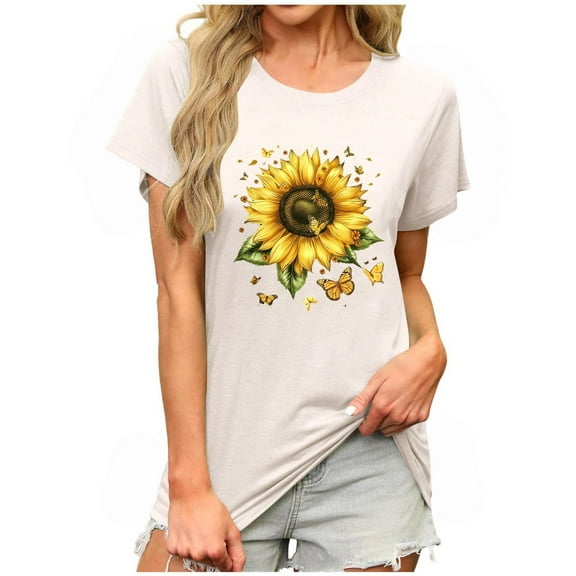 Hyxlng Womens T Shirt Summer Tops Short Sleeve Fashion Basic Casual Oversized Beach Vacation Clothes (#120 Beige,XXL)