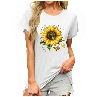 Hyxlng Womens T Shirt Summer Tops Short Sleeve Fashion Basic Casual Oversized Beach Vacation Clothes (#120 White,S)