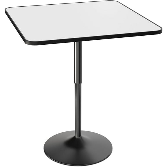 Hyxoo 31.5" Square Pub Table Height Adjustable 27.6"-36" Cocktail Table with Metal Base MDF Top Non-Rotatable for Dining Bistro Café Home Bar-31.5 IN-White