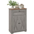 thumbnail image 1 of Hyxoo Farmhouse Barn Door Accent Cabinet, Kitchen Sideboard Storage Cabinet with Double Doors, Drawer, and Adjustable Shelf for Bedroom, Living Room, Gray, 1 of 10