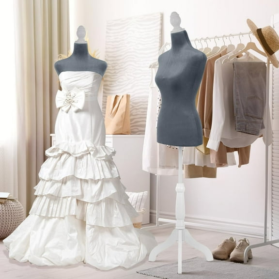 Hyxoo Female Dress Form Mannequin Body Foam Mannequin Torso 60-67 Inch Adjustable Dress Mannequin with Wooden Tripod Base Stand for Sewing Dressmaker Model Display Fitting Styling,Grey