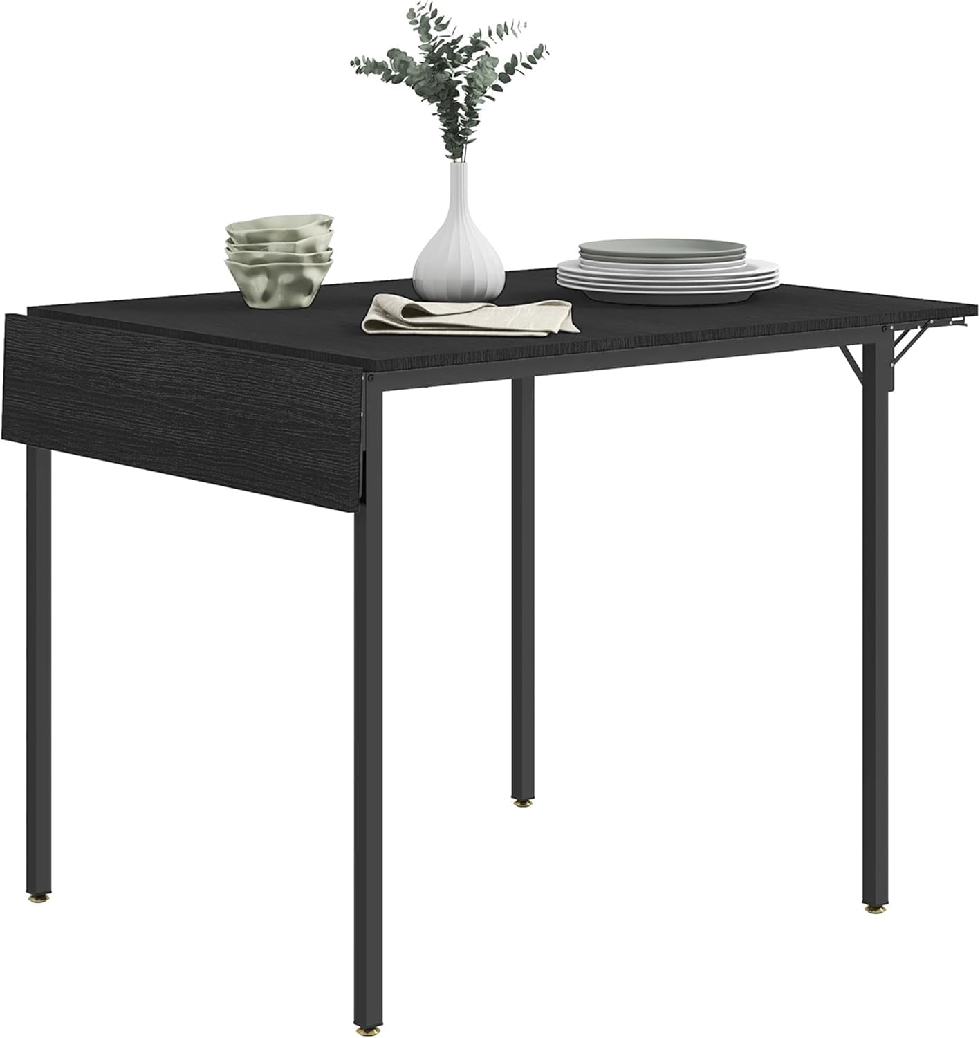 Hyxoo Industrial Folding Dining Table for 2 to 4, Space Saving Drop Leaf Kitchen Table for Small ...