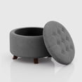 thumbnail image 1 of Hyxoo Round Ottoman, Ottoman with Storage, 24.5 Dia. x 17 H Inches Foot Rest Stool with Legs for Bedroom, Living Room, Decorative Home Furniture-24.5"D x 24.5"W x 17"H-Dark Gray, 1 of 9