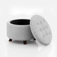 thumbnail image 1 of Hyxoo Round Ottoman, Ottoman with Storage, 24.5 Dia. x 17 H Inches Foot Rest Stool with Legs for Bedroom, Living Room, Decorative Home Furniture-24.5"D x 24.5"W x 17"H-Light Gray, 1 of 9