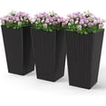 thumbnail image 1 of Hyxoo Tall Planters for Outdoor Plants Set of 3, 24 in Taper Planters with Drainage Holes, Rattan Decor Plant Pots for Indoor Outdoor Front Porch Patio Backyard, Black, 1 of 9