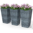 thumbnail image 1 of Hyxoo Tall Planters for Outdoor Plants Set of 3, 24 in Taper Planters with Drainage Holes, Rattan Decor Plant Pots for Indoor Outdoor Front Porch Patio Backyard, Gray, 1 of 9