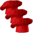 thumbnail image 1 of Hyzrz Set of 3 Pack Adult Chef Hat Adult Adjustable Elastic Baker Kitchen Cooking Chef Cap 3 Pieces (Red), 1 of 3