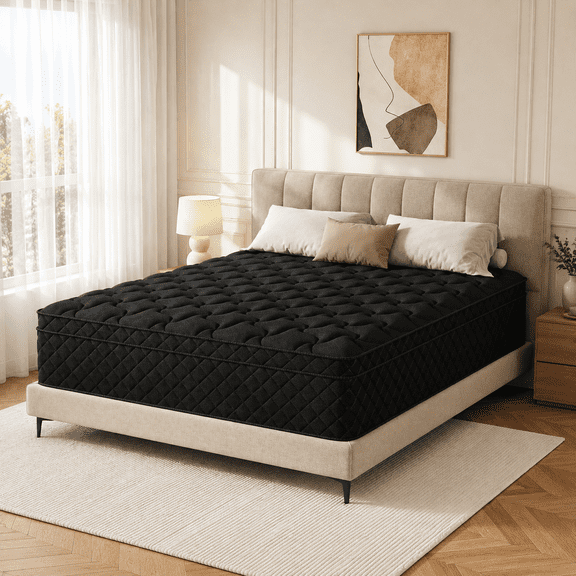 Hzbaod 12 inch Queen Size Mattress, Medium Firm Hybrid Bed in a Box, Cooling Gel Memory Foam and Individual Pocket Springs for Pressure Relief & Motion Isolation, CertiPUR-US Certified