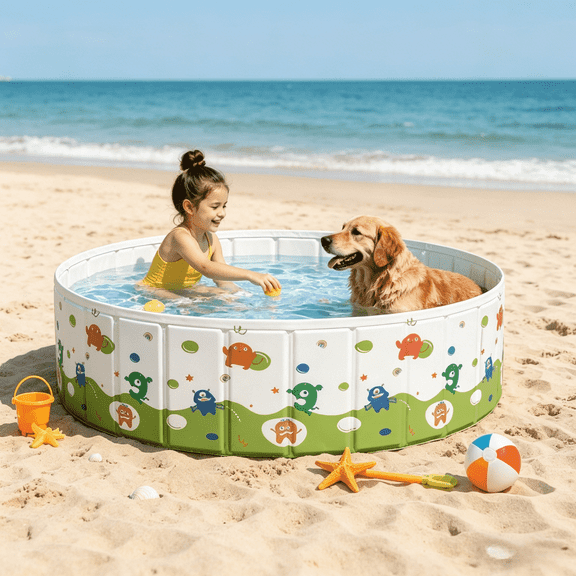 Hzfnon Foldable Hard Pool, 47.24" x 17.72", Portable Swimming Pool for Dogs & Kids, Indoor Outdoor Backyard