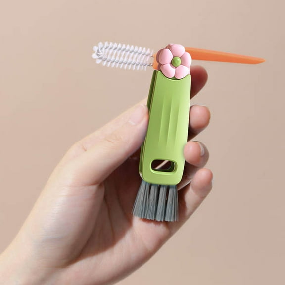 Hzgobj 3-in-1 Cup Cleaning Brush,Multifunctional Milk Bottle and Cup Brush with Soft Bristles,Cleans Narrow Gaps Nozzles and Seams,Sturdy and Flexible for Baby Bottles Coffee Cups Water Bottles-B