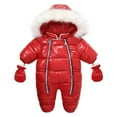thumbnail image 1 of Hzgobj Baby Boy Snowsuit Infant Girl Winter Clothes Toddler Jumpsuit Coat Jacket Outfit Hoodied Baby Boys Hooded Romper Winter Clothing Set Snowsuit With Gloves Jumpsuit Outfits, 1 of 3