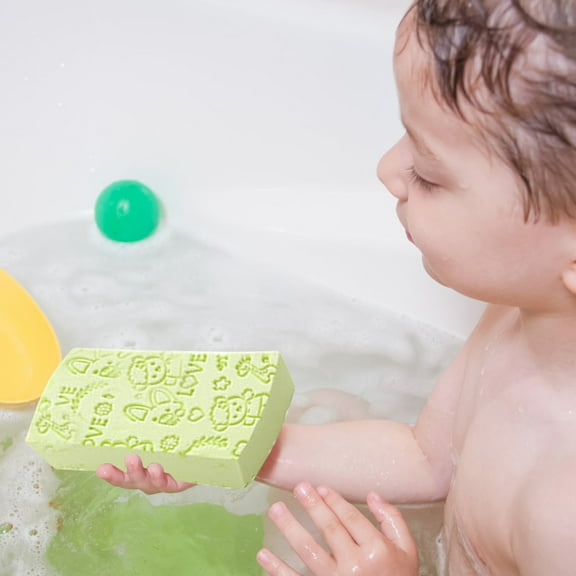 Hzgobj Bath Sponge High-Density Printing,Gentle Exfoliating Shower Sponge,Buffs Away Dead Skin and Softens Skin,Dermatologist Tested Non-Scratching Bath Accessory for Shower Tub Bathroom-Green