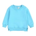 thumbnail image 1 of Hzgobj Boys Girls Solid Cotton Thin Sweatshirt Long Sleeve top T-Shirts Boys And Girls Sweater Coat Round Neck Small And Medium Children's Pullover Solid Color Fleece Top For 6Months-7Years, 1 of 4