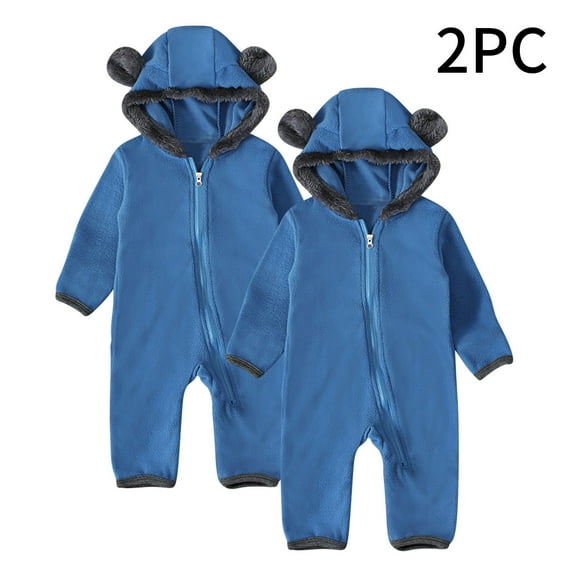 Hzgobj Fleece Baby Bunting Bodysuit 鈥?Infant One Piece Kids Hooded Romper Outerwear Toddler Jacket