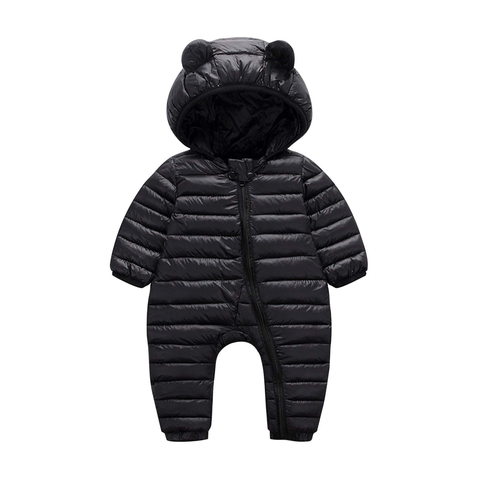 Hzgobj Infant Baby Snowsuit Toddler One Piece Romper Hooded Jumpsuit Winter Coat Warm Thick Outwear Kids Girls Boys Long Sleeved Hooded Casual Outdoor Jacket Climbing Suit