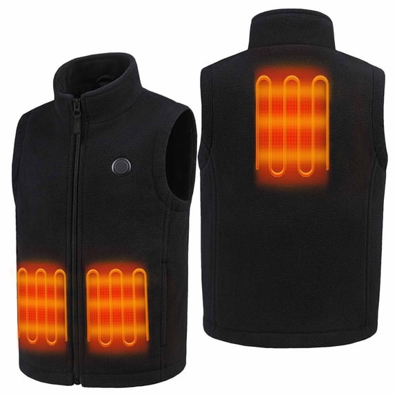 Hzgobj Kids Heated Jacket, Children's USB Intelligent Constant Temperature Heating Long Sleeved Plush Casual Jacket for 4-14 Years