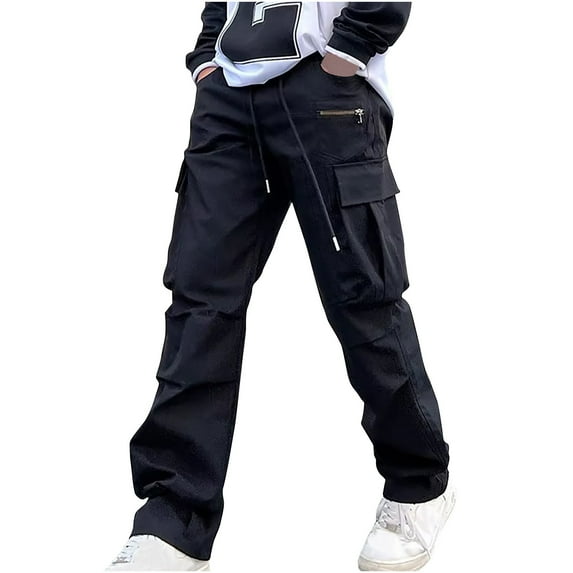 Hzgobj Men's Outdoor Cargo Pant Casual Quick Drying Lightweight Hiking Jogger Pants with Multi Pockets Drawstring Elastic Waist Tactical Pant Classic Fit Sweatpants Streetwear Trousers