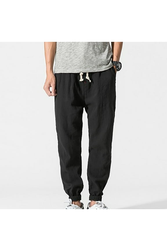 Mens Drawstring Hippie Aladdin Harem Pants Baggy Elastic Waist Novelty Pant Cotton Linen Hippie Harem Pants Drawstring Pants Baggy Linen Boho Yoga Casual Drop Crotch Trouser
