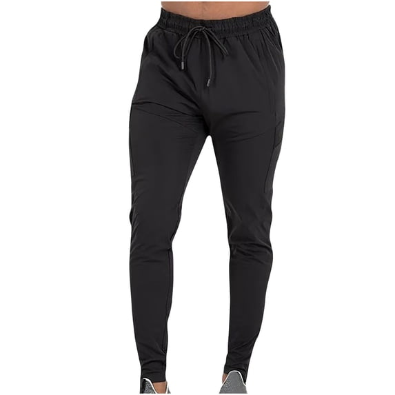 Hzgobj Mens Workout Athletic Pants Elastic-Waist Drawstring Pants for Sport Exercise Travel,Lightweight Loose Fit Sweatpants Quick-Dry Stretchy Workout Athletic Travel Pants