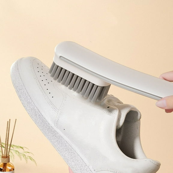 Hzgobj Multifunctional Shoe Cleaning Brush,Hard Bristle Leather and Fabric Shoe Scrubber,Ergonomic Handle for Easy Stain Removal,Daily Footwear Cleaning for Sneakers,Casual and Dress Shoes-White