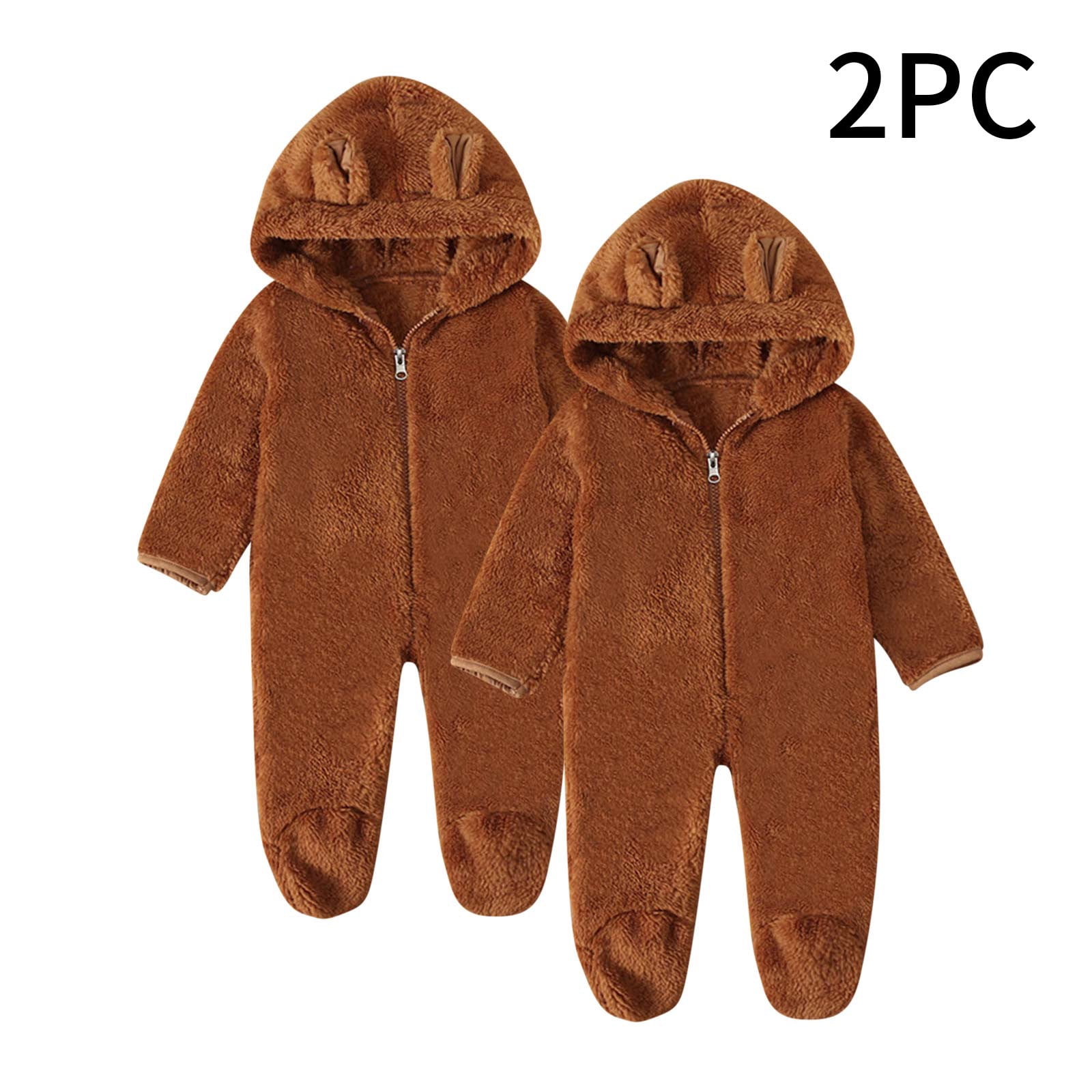Hzgobj Newborn Infant Baby Boys Girls Winter Snowsuits Warm Clothes 0-12 Months Hoodie Cartoon Flannel Romper Jumpsuit